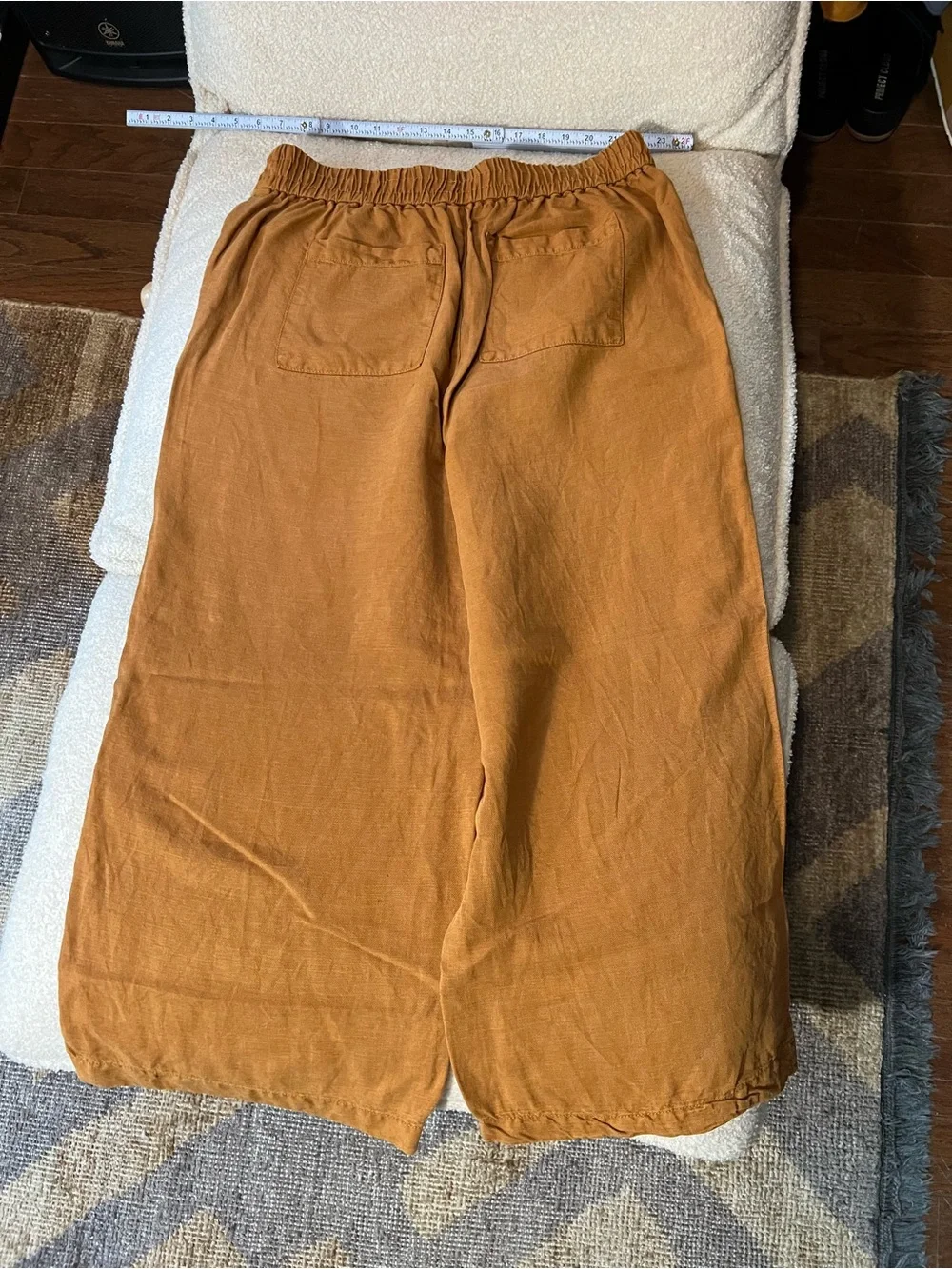 Joie Linen Lyocell Wide Barrel Leg Pants Brown/Rust L Pull On